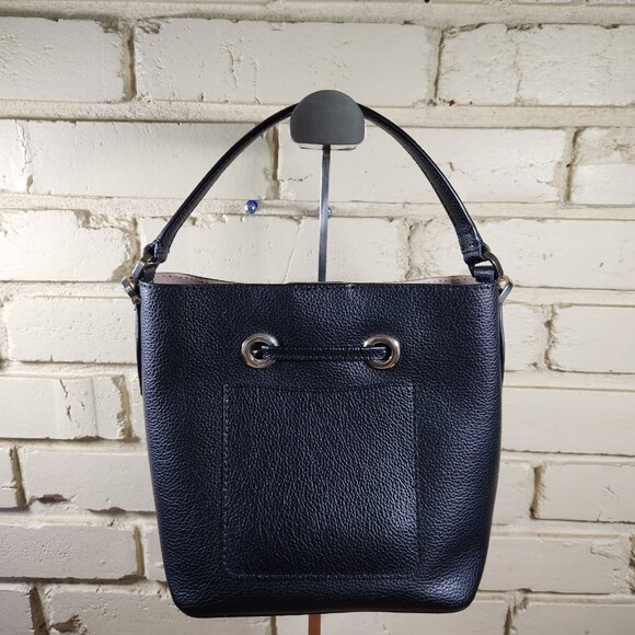 Euc Kate Spade Southport Ave Hanna Black Leather Crossbody Bag Bucket Handbag - Picture 7 of 11